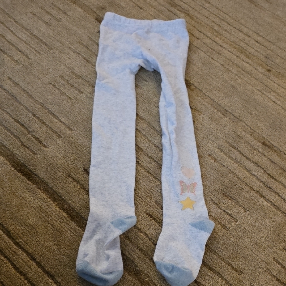 5/25 OshKosh B'gosh Light Gray Tights with Heart & Star Accents Size 8 And Up..